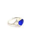 Jolene blue sea glass heart ring