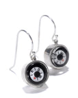 mini working compass earrings