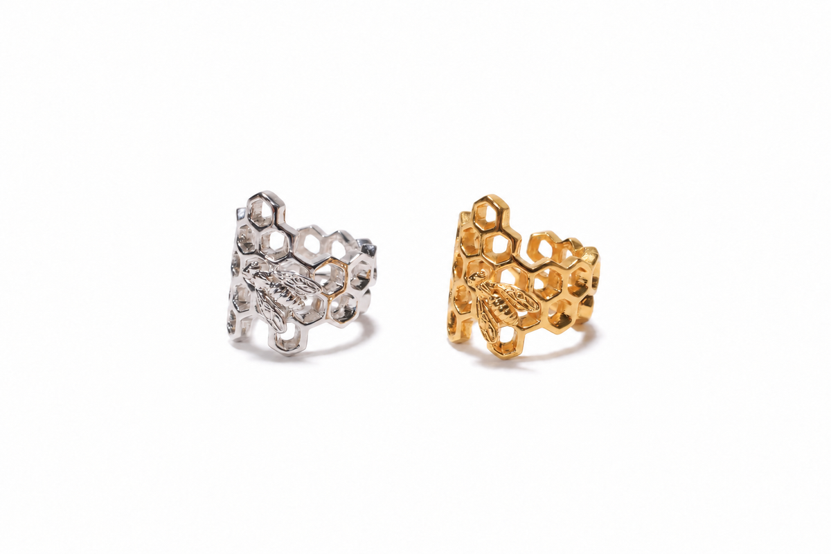 large honeycomb bee ring
