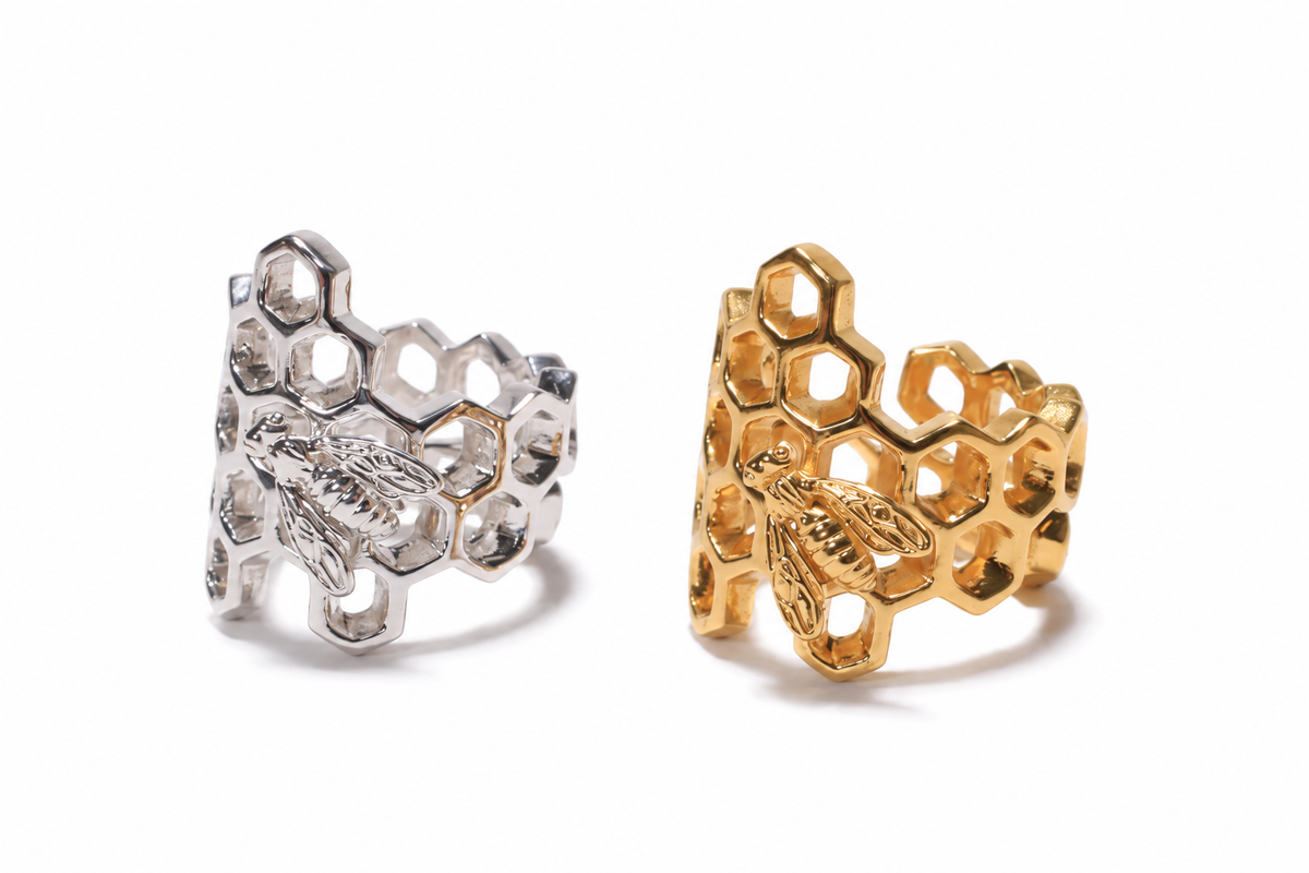 large honeycomb bee ring