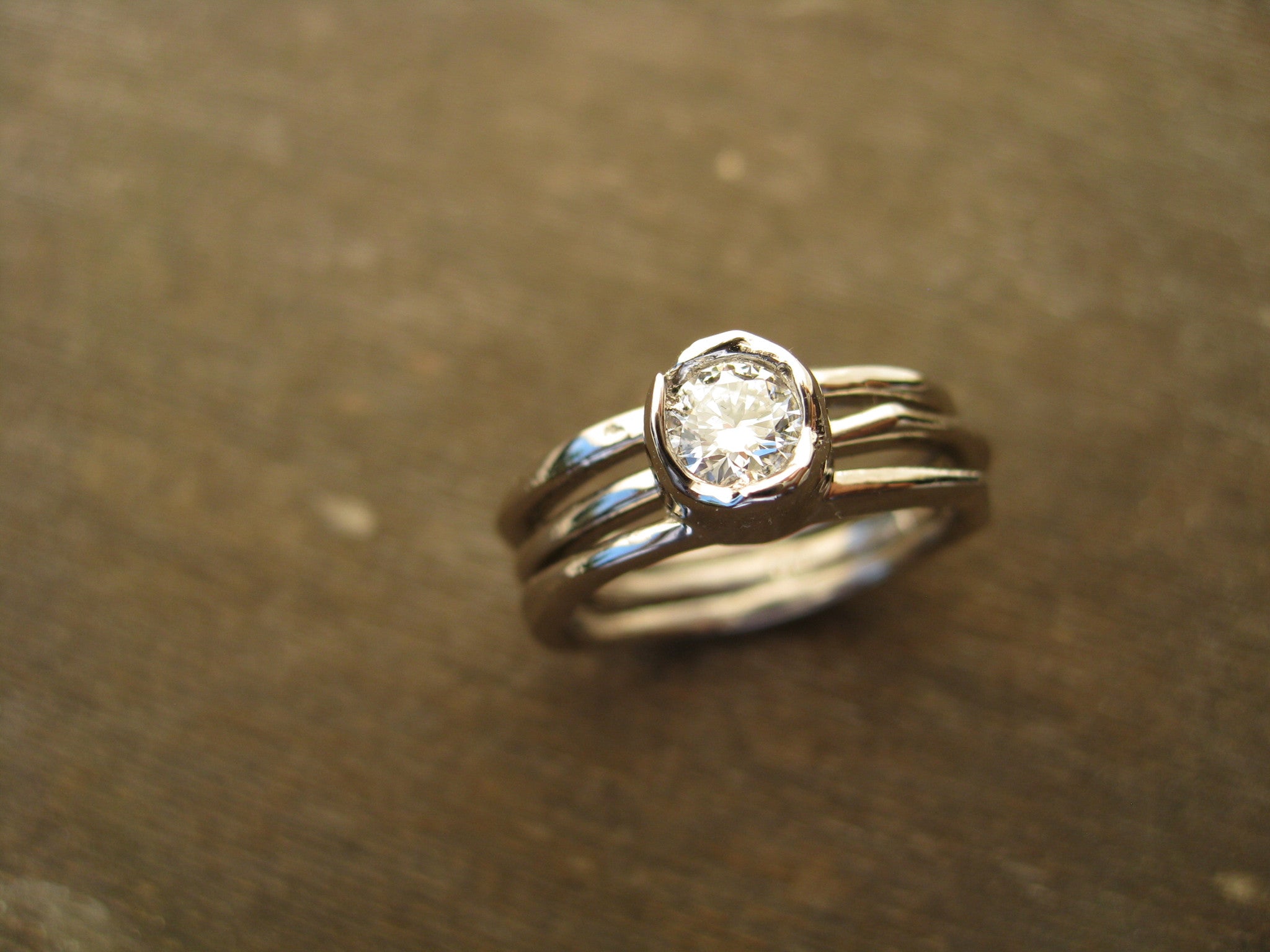 heather arbutus wedding ring set